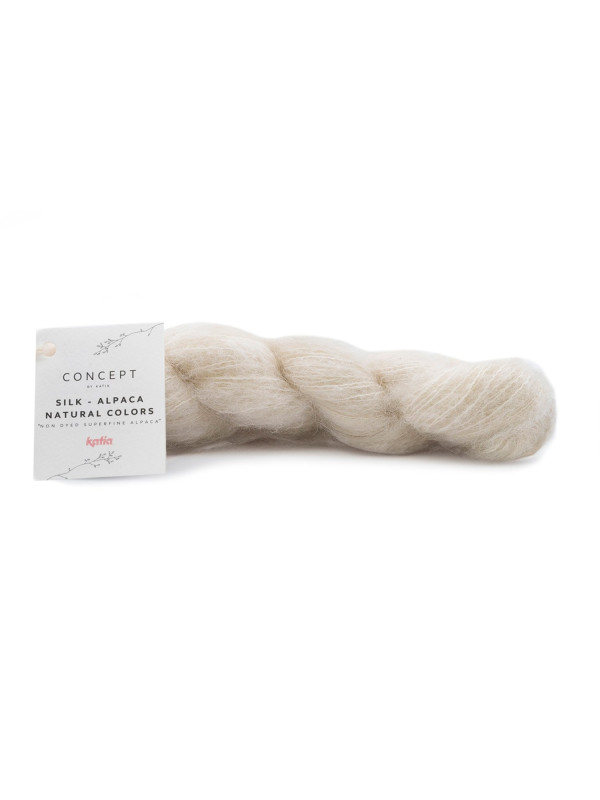 Photo de la couleur naturel écru du fil concept by Katia silk Alpaca Natural Color