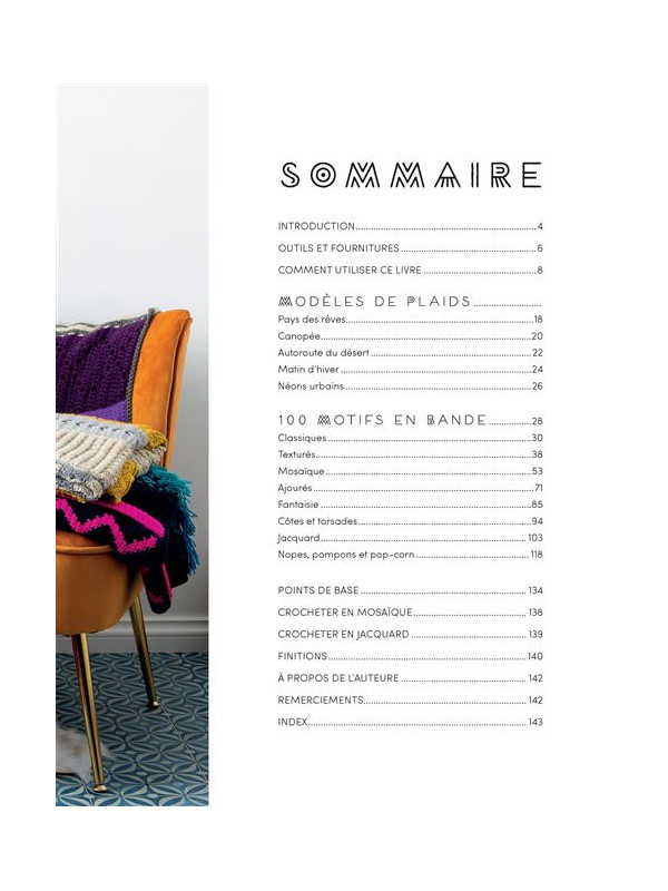 Sommaire du livre : fabuleux plaids au crochet